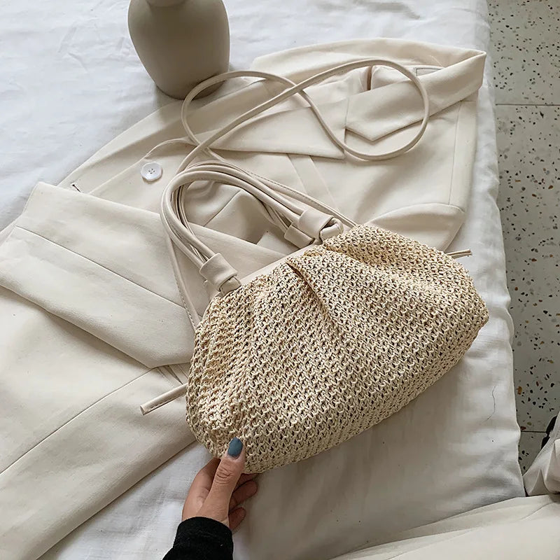 Stylish One-Shoulder Shell Bag Women's Straw Crossbody Bag