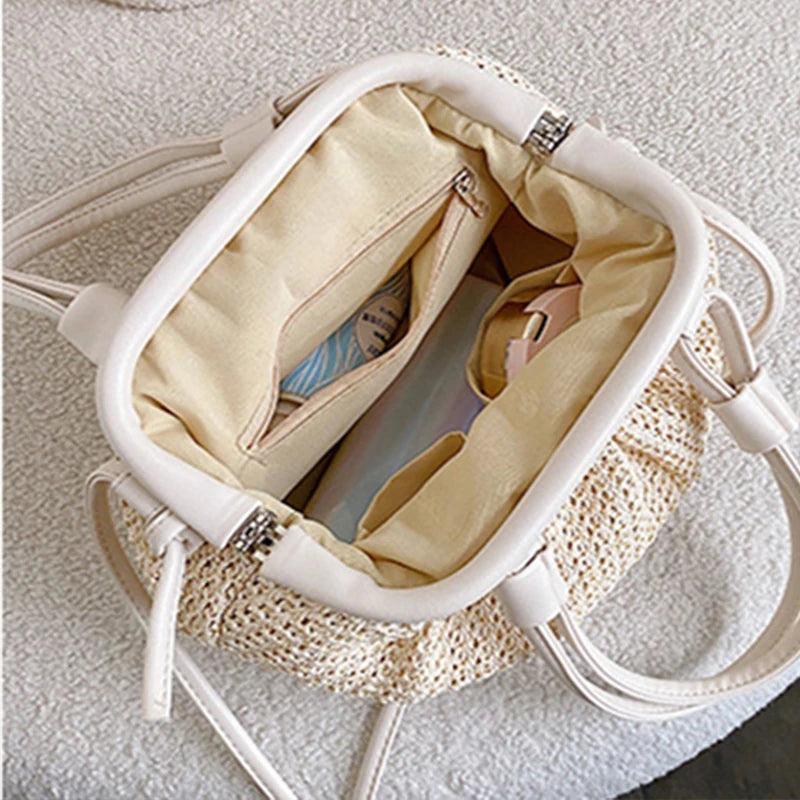 Stylish One-Shoulder Shell Bag Women's Straw Crossbody Bag