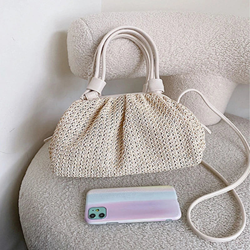 Stylish One-Shoulder Shell Bag Women's Straw Crossbody Bag