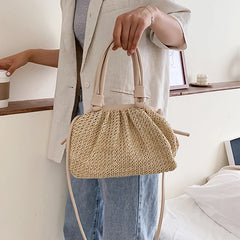 Stylish One-Shoulder Shell Bag Women's Straw Crossbody Bag