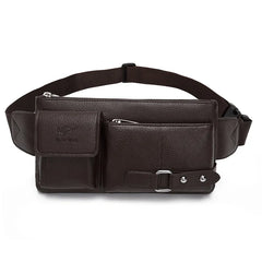 Solid PU Leather Handbag Women Chest Pack Bag Men's Belt Waist Bag