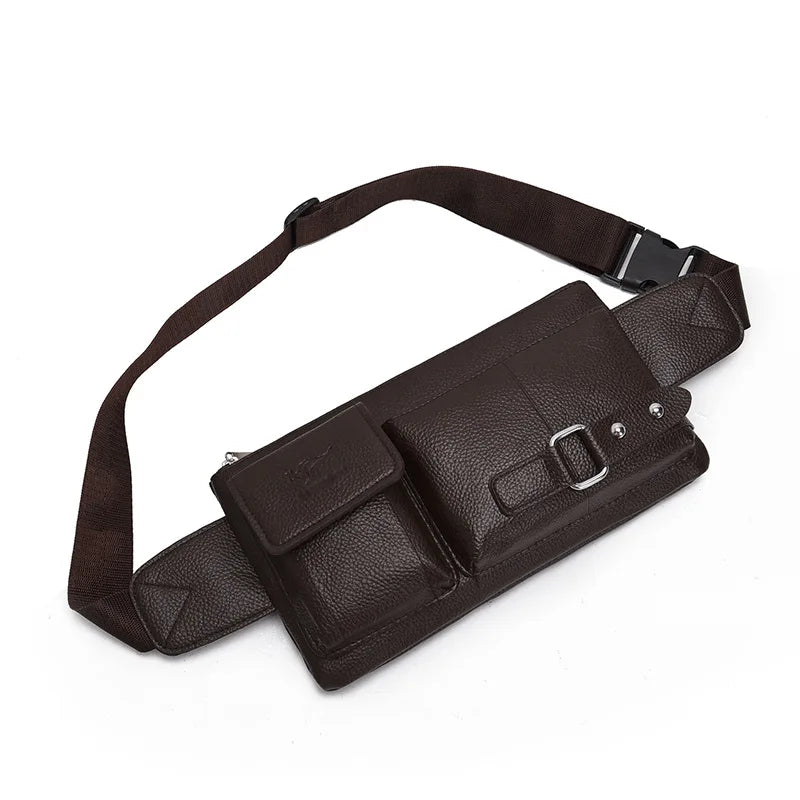 Solid PU Leather Handbag Women Chest Pack Bag Men's Belt Waist Bag