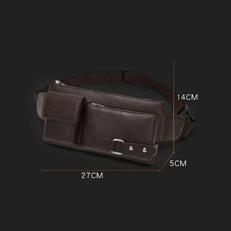 Solid PU Leather Handbag Women Chest Pack Bag Men's Belt Waist Bag