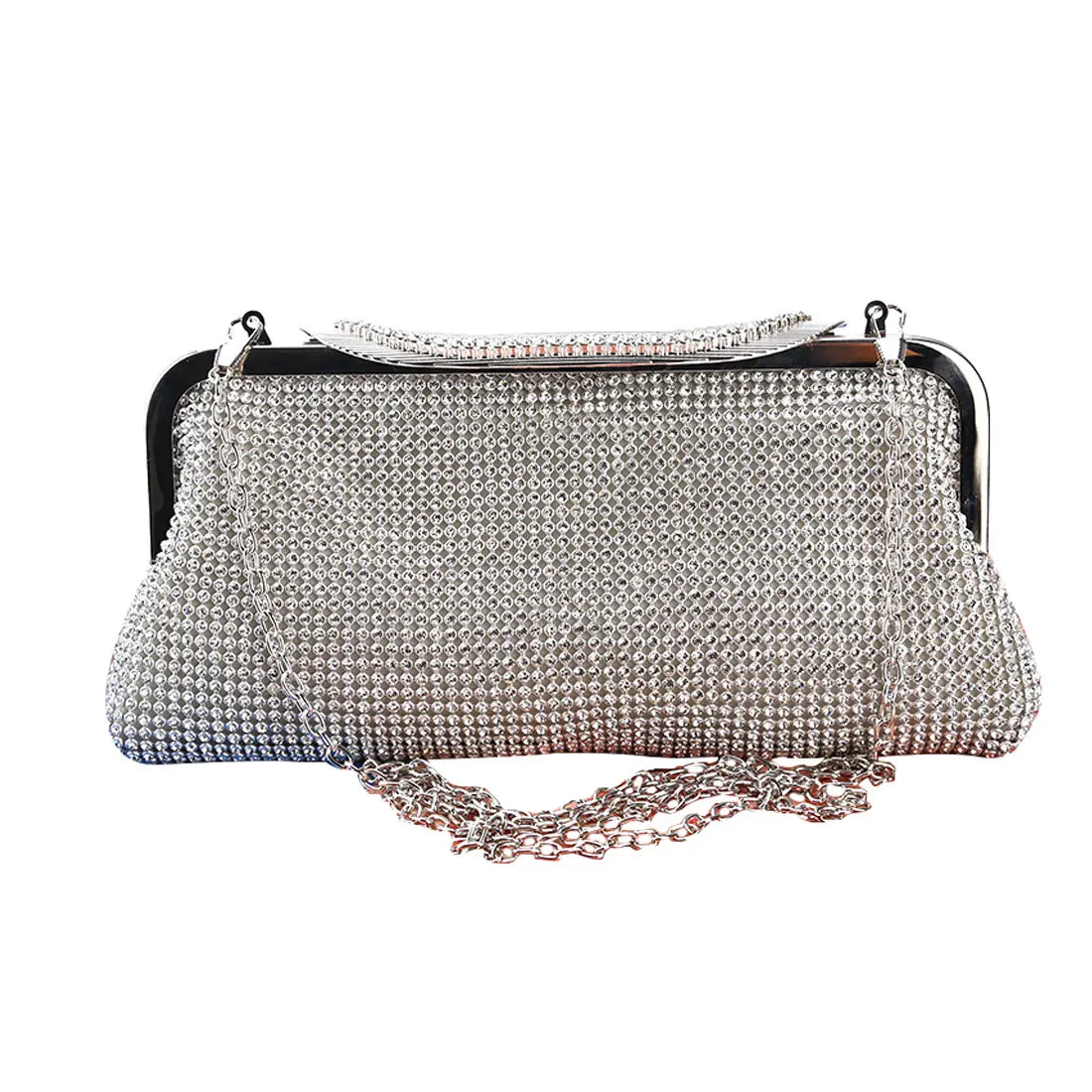Satin Rhinestone Hobo Evening Bag Clutch Wedding Purse