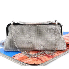 Satin Rhinestone Hobo Evening Bag Clutch Wedding Purse