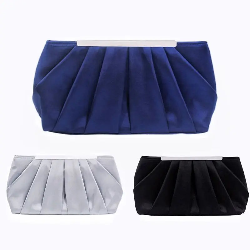 Silk Satin Evening Bag Ruched Clutch Wedding Party Purse