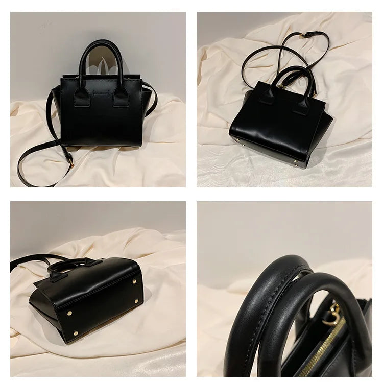 Small Trapeze Shoulder Crossbody Bag for Women - High Leather Tote Handbag