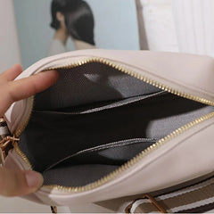 Solid Square Women Crossbody Bags Wide Fabric Strap Crossbody Bag