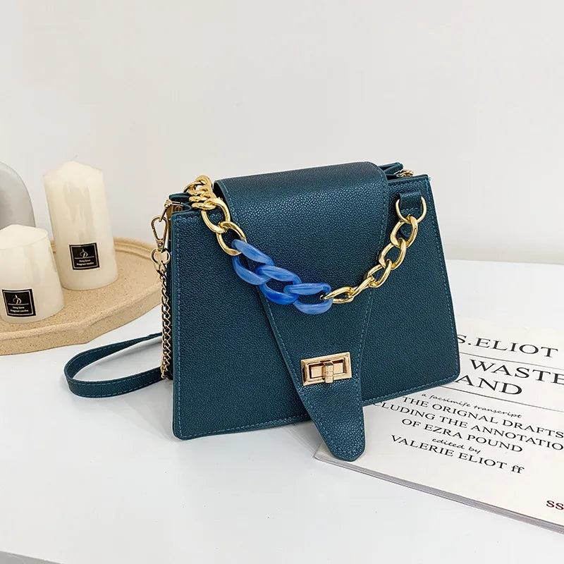 Trapezoid Handbags Women Bags Chain Buckle Shoulder Bag
