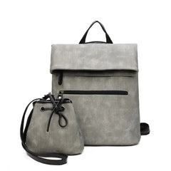 Solid Pu Leather Backpack Large Capacity Travel Shoulder Bag