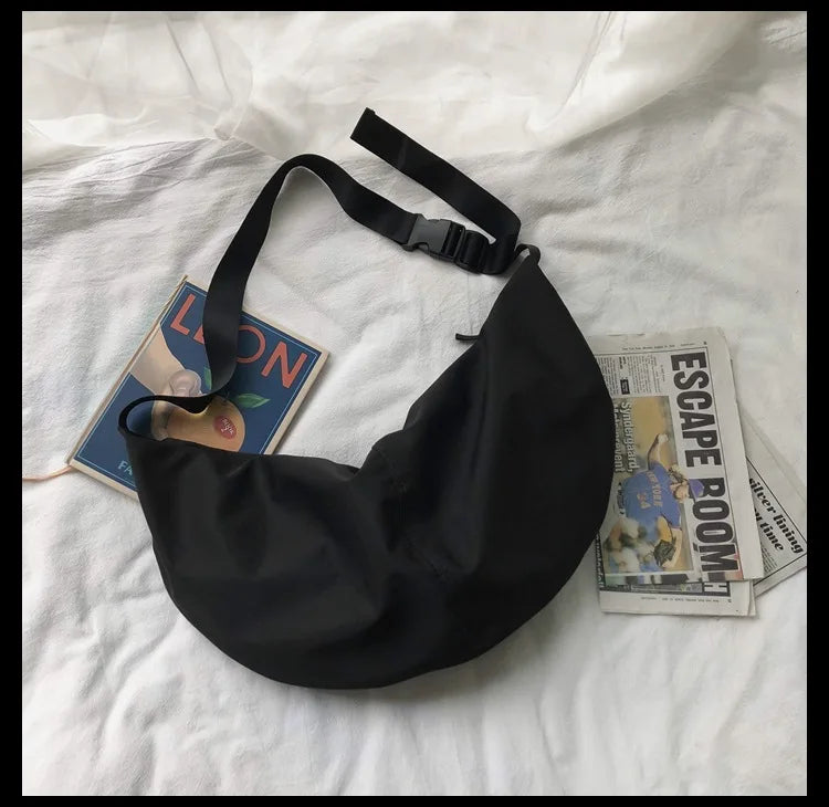 Solid Zipper Women's Nylon Hobo Crossbody Shoulder Bags Large Tote Purse