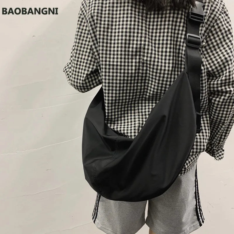 Solid Zipper Women's Nylon Hobo Crossbody Shoulder Bags Large Tote Purse