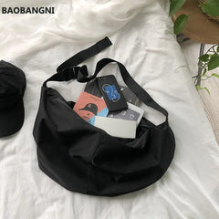 Solid Zipper Women's Nylon Hobo Crossbody Shoulder Bags Large Tote Purse
