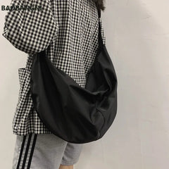 Solid Zipper Women's Nylon Hobo Crossbody Shoulder Bags Large Tote Purse