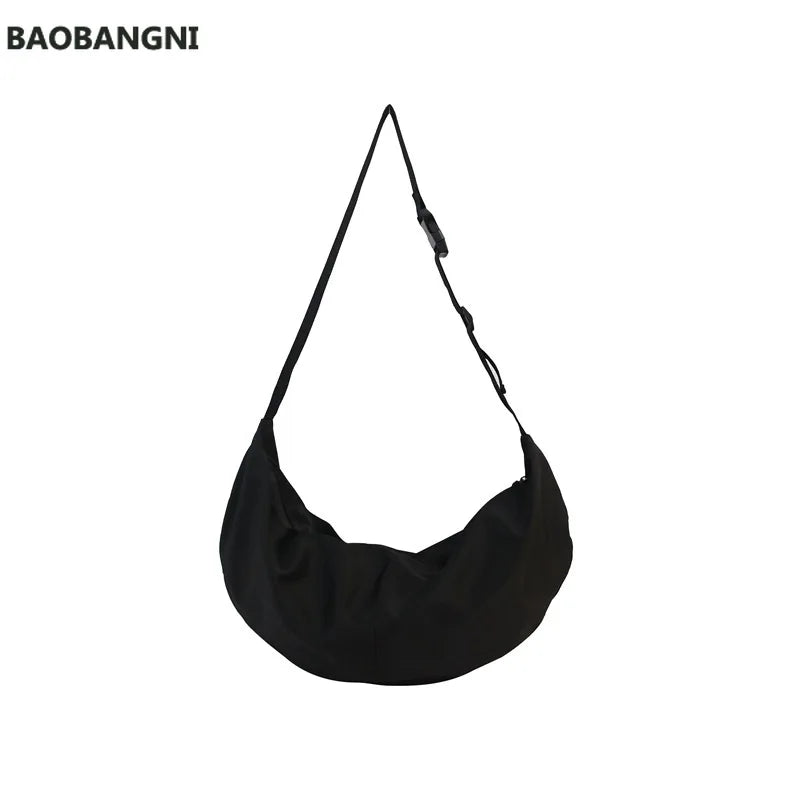 Solid Zipper Women's Nylon Hobo Crossbody Shoulder Bags Large Tote Purse
