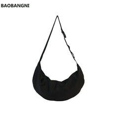 Solid Zipper Women's Nylon Hobo Crossbody Shoulder Bags Large Tote Purse
