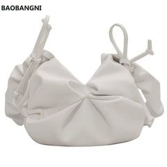 Pleated Underarm Bag Soft PU Leather Women's Handbag