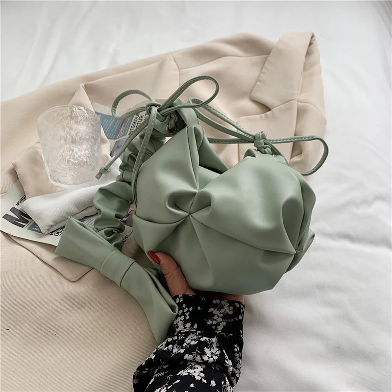 Pleated Underarm Bag Soft PU Leather Women's Handbag