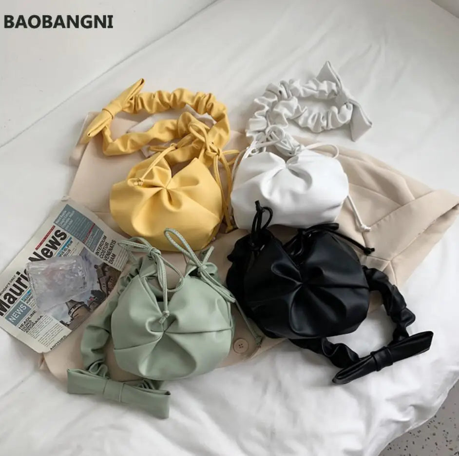 Pleated Underarm Bag Soft PU Leather Women's Handbag