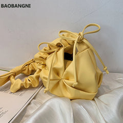 Pleated Underarm Bag Soft PU Leather Women's Handbag