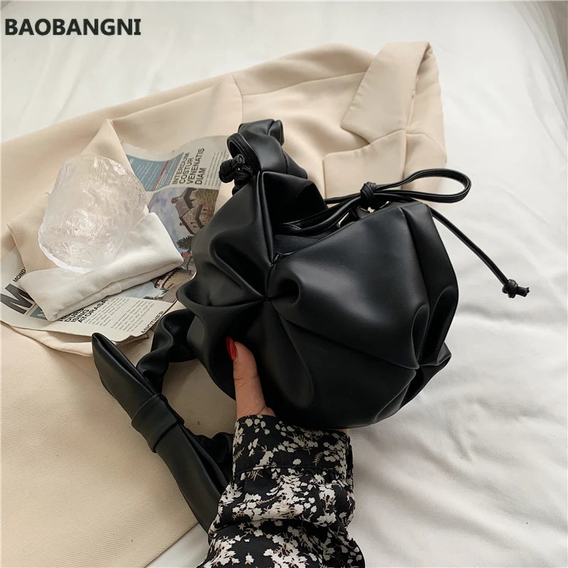 Pleated Underarm Bag Soft PU Leather Women's Handbag