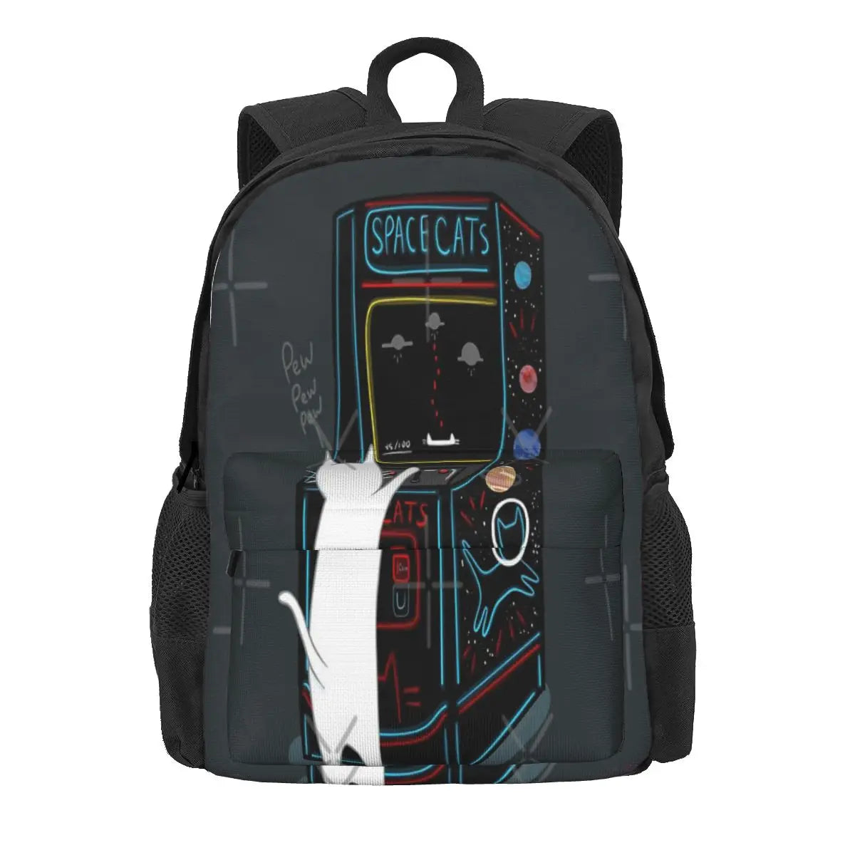Space Cats Pew Pew Backpacks Men's Women Anime Backpack Female