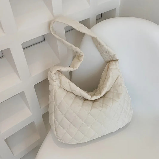 Large Capacity Cloud Bag Lingge Embroidery Down Dumpling Crossbody Bag