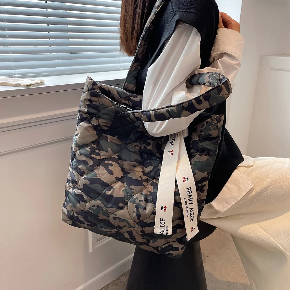 Quilted Winter Down Crossbody Bag Shoulder Bags Space Cotton Purses Sac