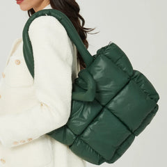 Quilted Cotton Handbag Large Tote Padded Crossbody Bag