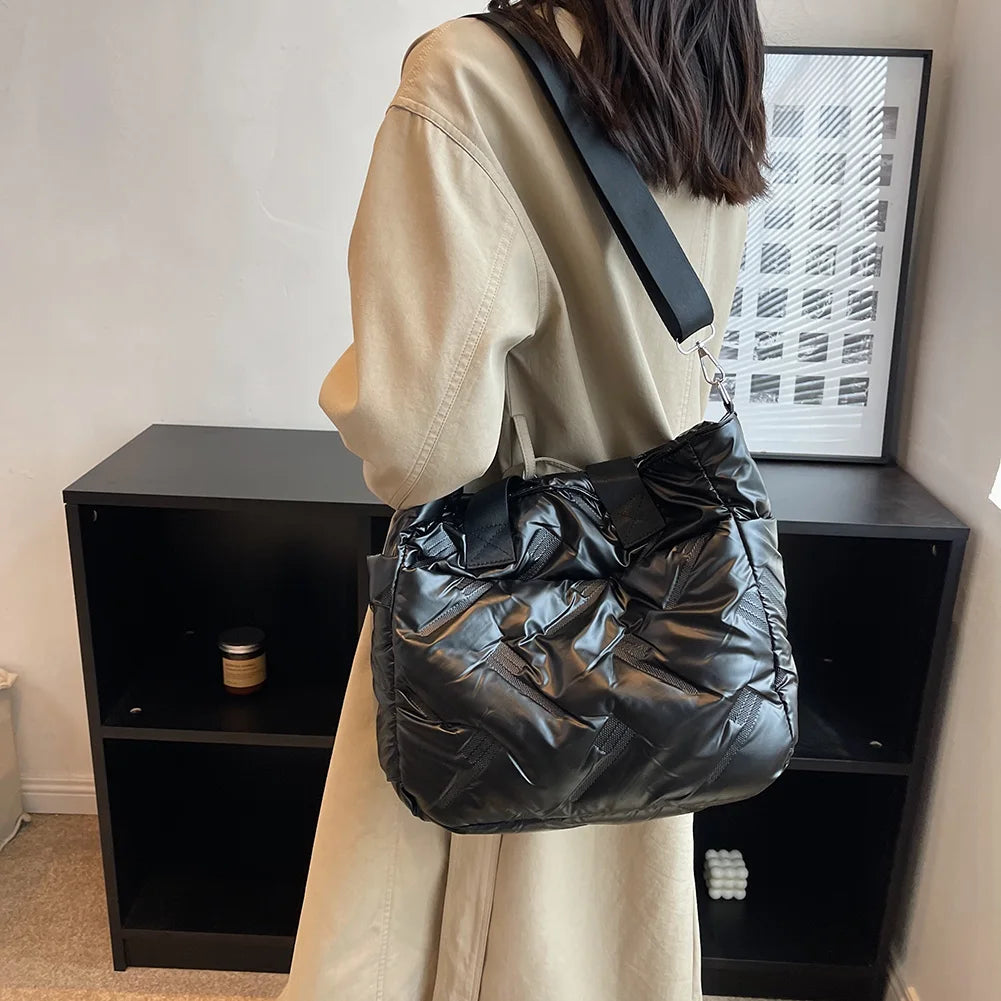 Space Quilted Bag Women Shoulder Handbag Winter Padded Female Cros