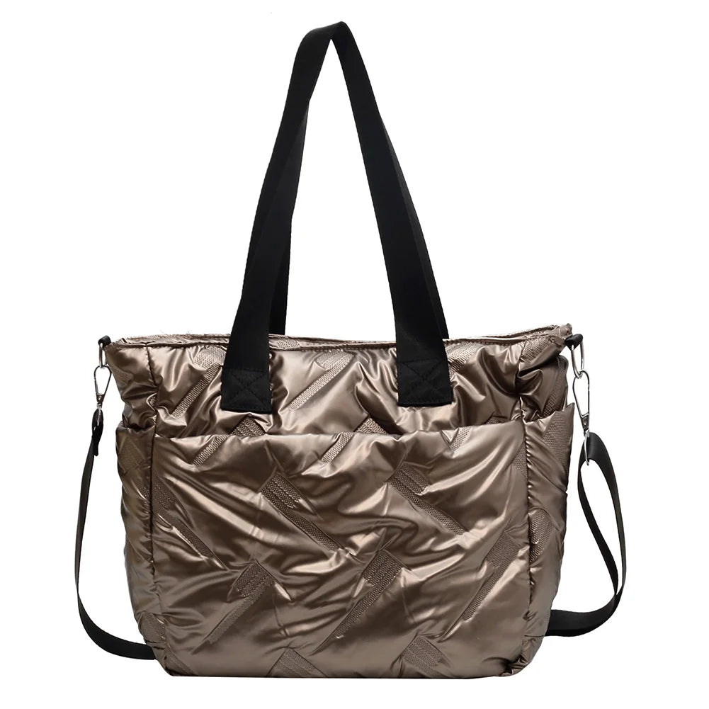 Space Quilted Bag Women Shoulder Handbag Winter Padded Female Cros
