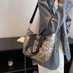 Space Quilted Bag Women Shoulder Handbag Winter Padded Female Cros