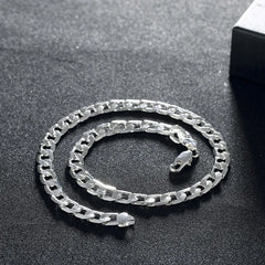 925 Silver Necklace 20/24 Inches 8MM Chain Men's Jewelry Wedding Christmas