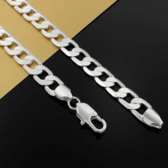 925 Silver Necklace 20/24 Inches 8MM Chain Men's Jewelry Wedding Christmas