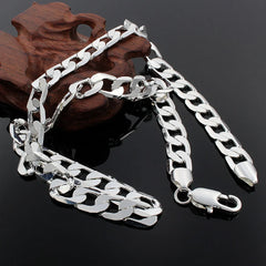 925 Silver Necklace 20/24 Inches 8MM Chain Men's Jewelry Wedding Christmas