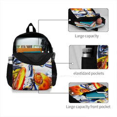 Abstract Backpack Student School Laptop Travel Bag 3D Abstract Rainbow