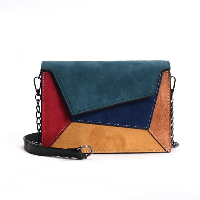 Matte Patchwork Crossbody Bag Women Small Square Chain Flap Handbag Lady Purse