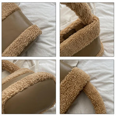 Faux Fur Bucket Bag for Women Soft Plush Handbag