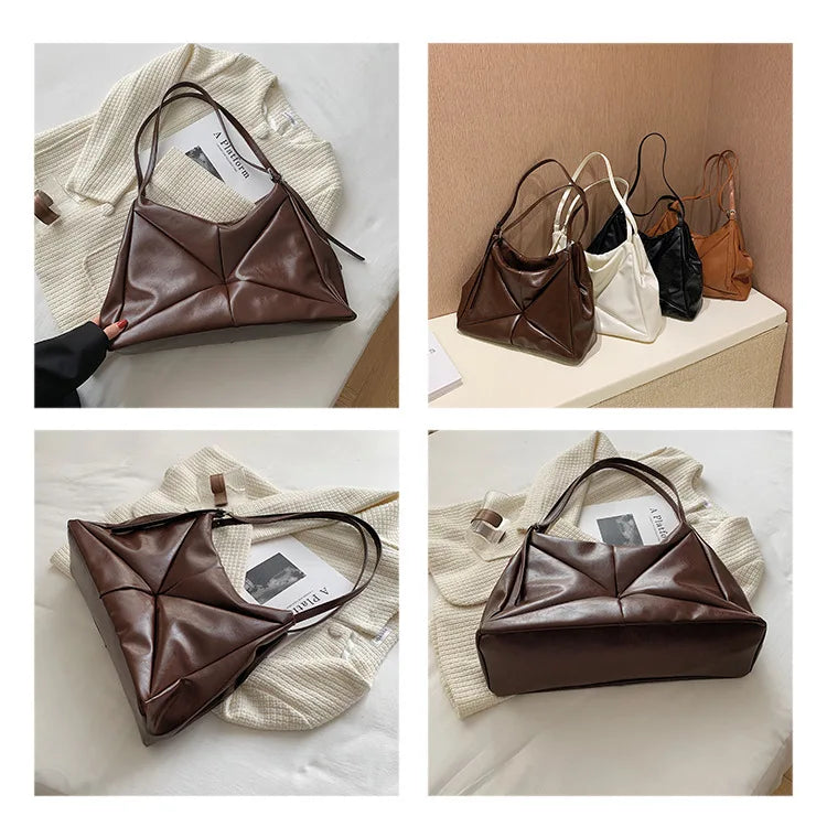 Women Shoulder Bag Winter Axillary bags Splicing Big Capacity Handbags