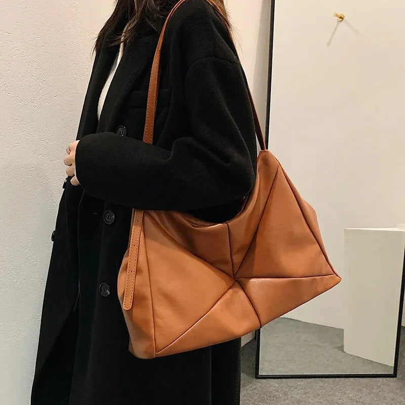 Women Shoulder Bag Winter Axillary bags Splicing Big Capacity Handbags