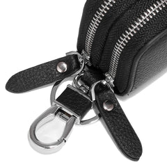 Split Leather Key Wallets Unisex Key Bag Double Zipper Keychain Case