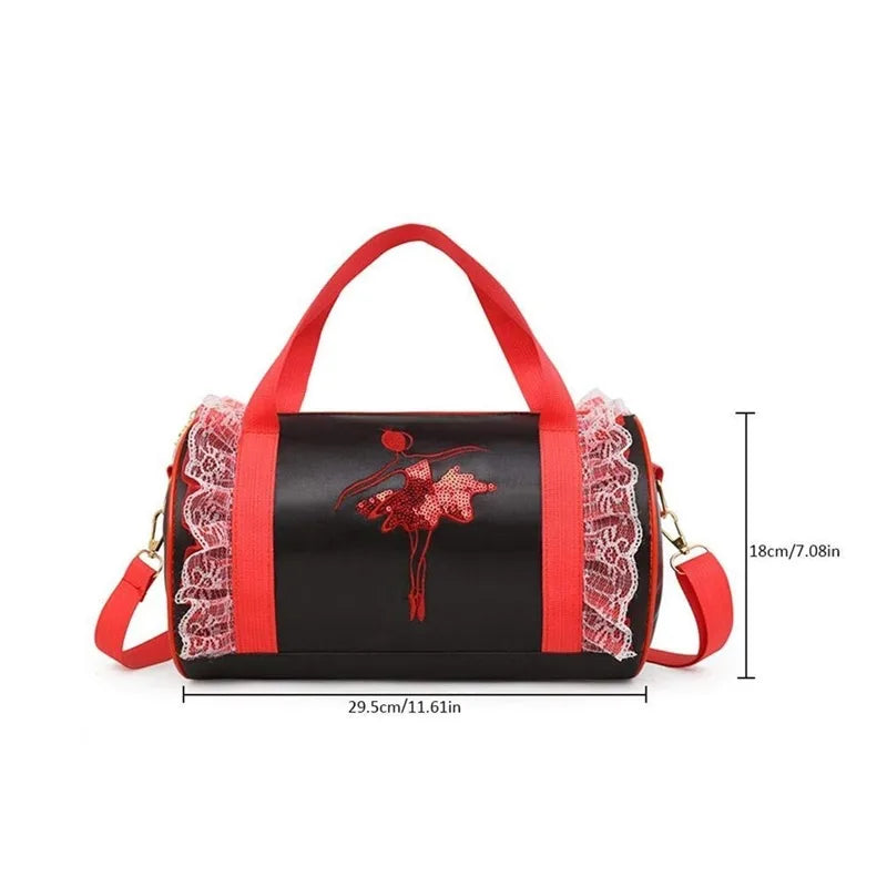Pink Embroidered Sports Dance Shoulder Bag for Girls