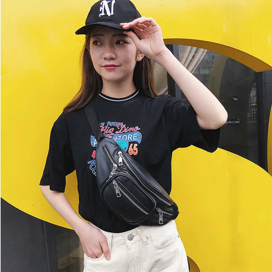 Outdoor Waterproof Waist Bag Chain Chest Bag Ladies Shoulder Messenger Bag