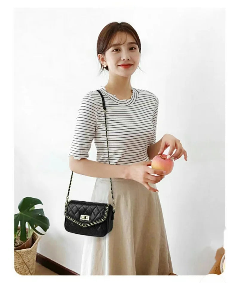 Women's Diamond Chain Bag Multifunctional Leather Ladies Bag