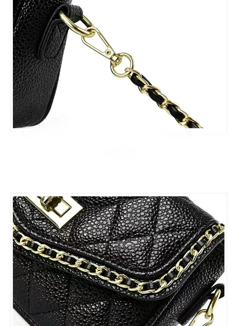 Women's Diamond Chain Bag Multifunctional Leather Ladies Bag