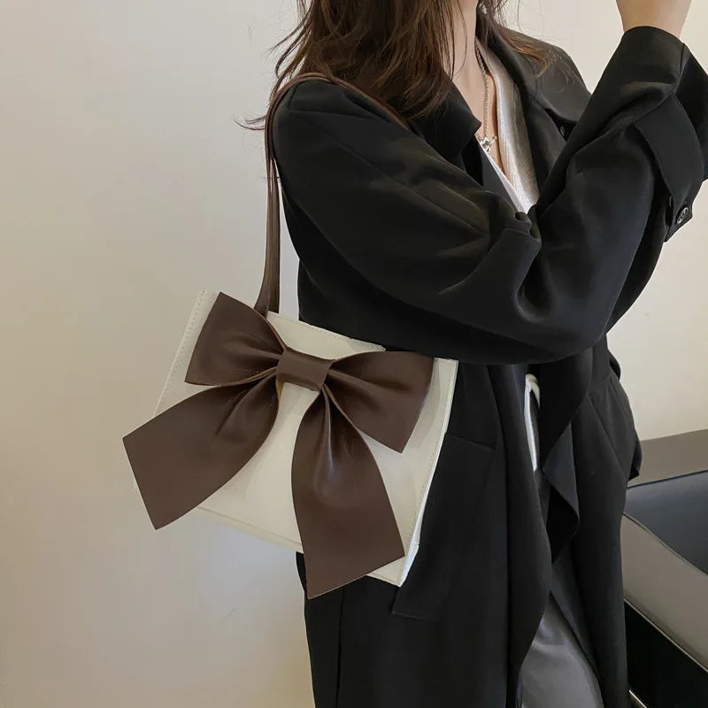 Spring Autumn Bag Portable Women Bags Big Bow Shoulder Square Bag