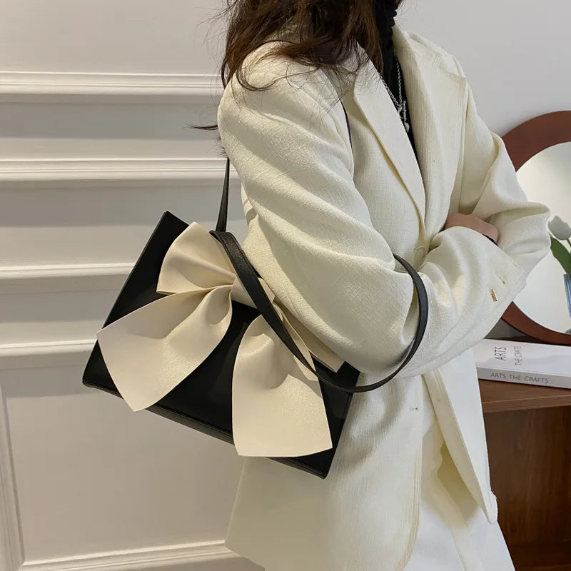 Spring Autumn Bag Portable Women Bags Big Bow Shoulder Square Bag