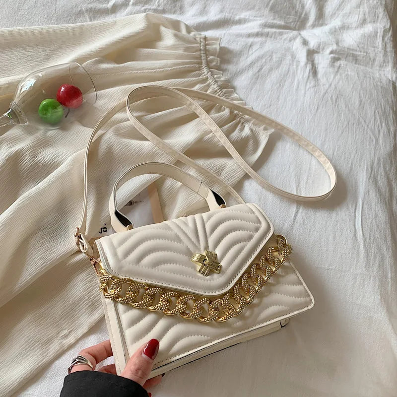 Spring Chain Handbags Casual Messenger Bag Solid Small Square Bag