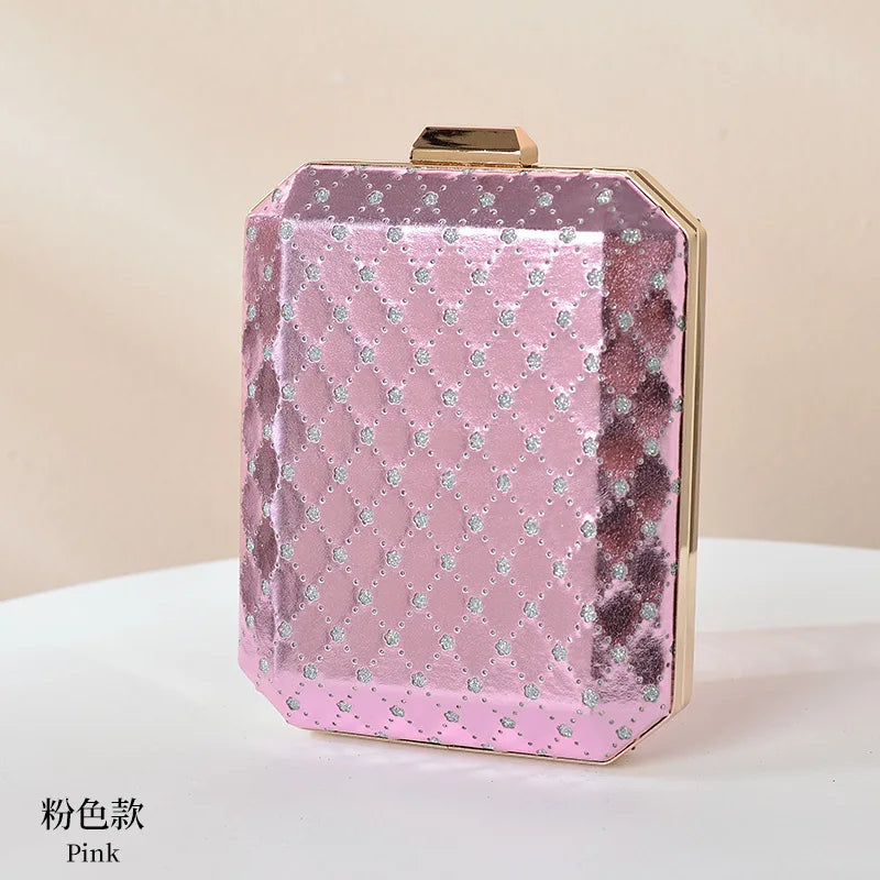 Spring Women Plaid Mini Evening Bag Red Purple Clutch Wedding Shoulder Bag