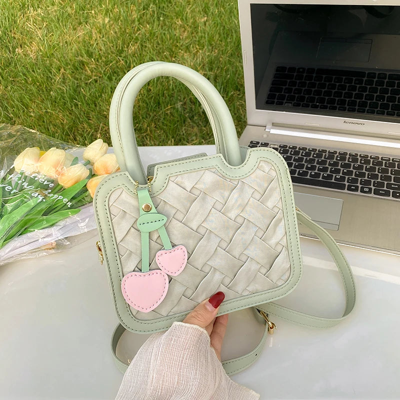 One Shoulder Messenger Bag Solid Ladies Tote Bag PU Leather Small Square Bag